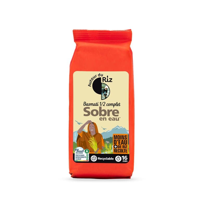Riz basmati 1/2 complet sobre en eau commerce équitable, Autour du Riz, 400 g*