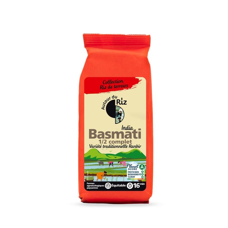 Riz basmati 1/2 complet commerce équitable, Autour du Riz, 500 g*