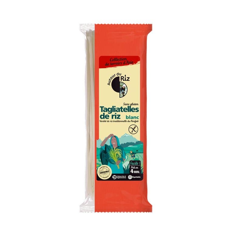 Tagliatelles de riz blanc 200 g fabriquées en France & commerce équitable, Autour du Riz, 200 g*