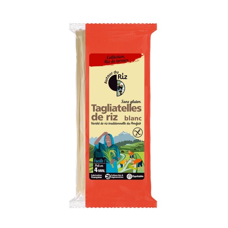 Tagliatelles de riz blanc fabriquées en France & équitables, Autour du Riz, 400 g*