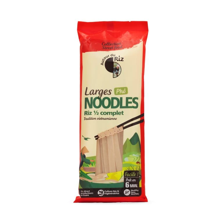 Noodles larges de riz ½ complet – pour Phô, Autour du Riz, 170 g*