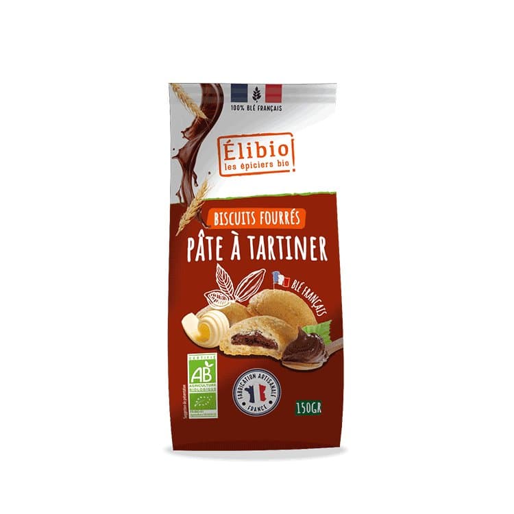 Kekse mit Nuss-Nougat-Creme-Füllung, Elibio, 150 g*
