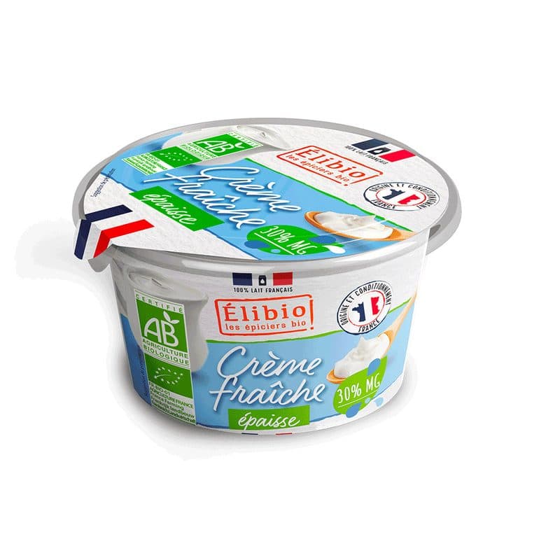 Crème Fraîche Épaisse 30% Mg, Elibio, 20 cl