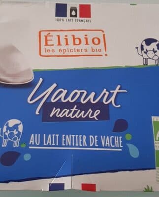 Yaourt Nature Au Lait Entier, Elibio, 12x125 g
