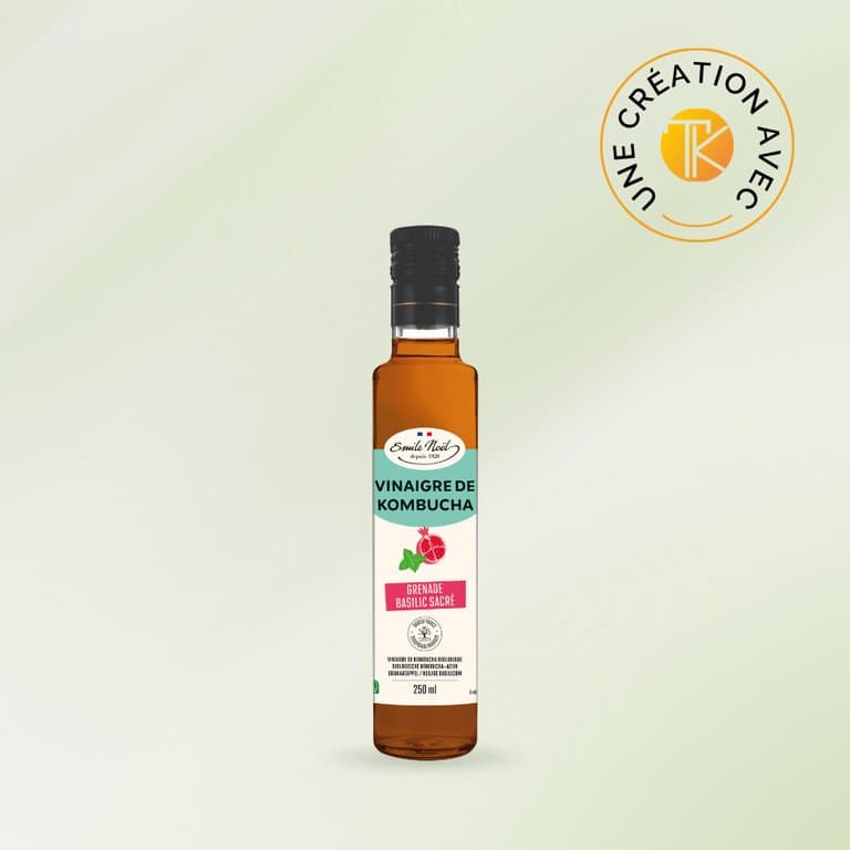 Vinaigre de kombucha grenade basiilic sacré, Emile Noël, 250 ml*