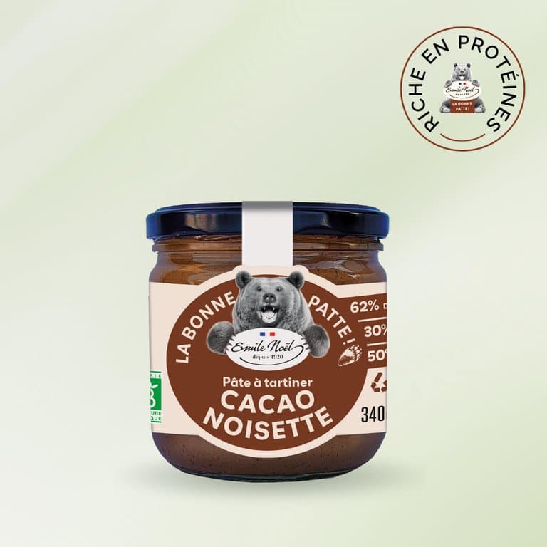 Pâte à tartiner bio cacao noisette pot verre, Emile Noël, 340 g*