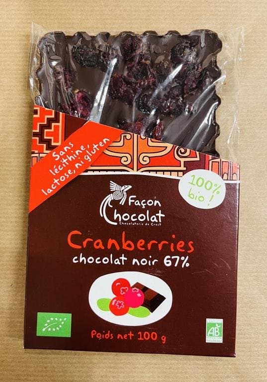 Tafel mit Cranberries, Façon Chocolat, 80 g