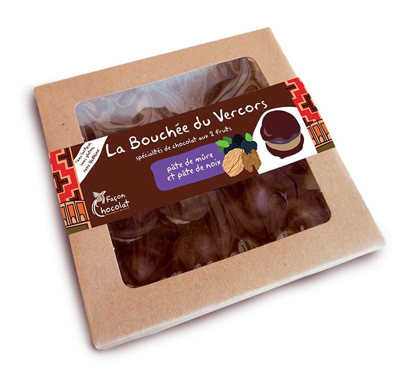 Häppchen aus dem Vercors (Baumnuss-/Brombeerpaste), Façon Chocolat, 150 g