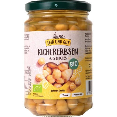 Pois chiches cuits bio, Leib und Gut, 300 g*
