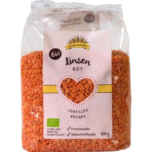 Lentilles rouges bio, Leib und Gut, 500 g*