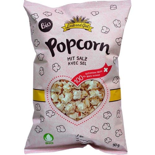 Schweizer Popcorn mit Bio Salz (Knospe Label), Leib und Gut, 90 g*