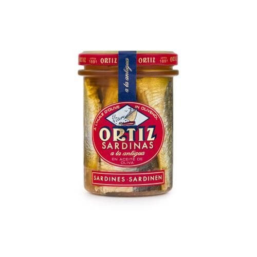 Sardines À L'ancienne À L'huile D'olive Vierge Extra BIO — Bocal Verre, Ortiz, 190 g
