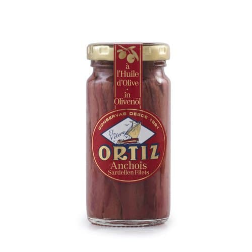 Anchois à l'huile d'olive — bocal verre, Ortiz, 95 g