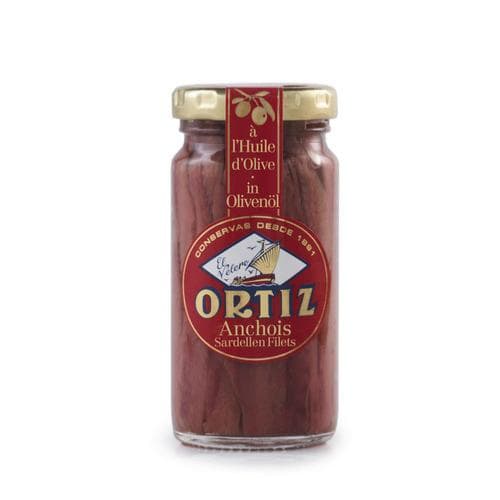 Anchois À L'huile D'olive — Bocal Verre, Ortiz, 95 g*
