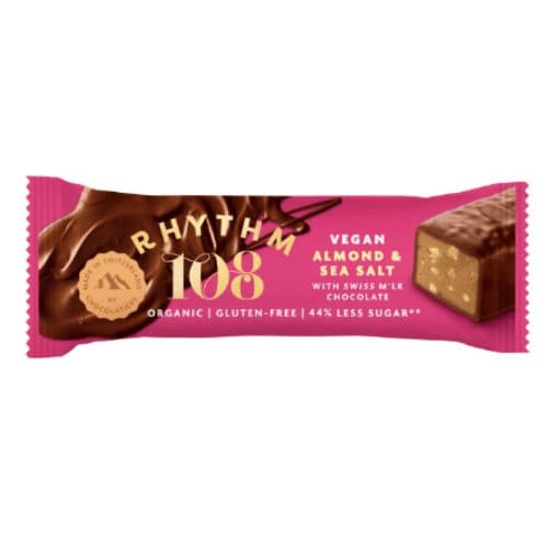 Barre Suisse Vegan Aux Amandes Et Sel De Mer Avec Chocolat Crémeux, Rhythm 108, 33 g