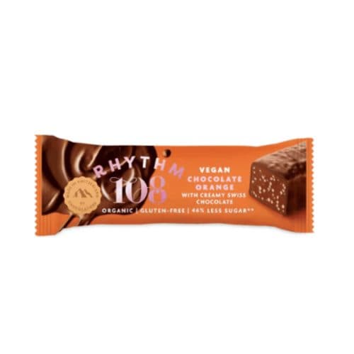 Barre Suisse Vegan À L'orange Avec Chocolat Crémeux, Rhythm 108, 33 g