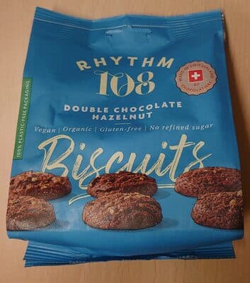 Sachet À Partager Suisse Vegan De Biscuits Double Chocolat Et Noisettes, Rhythm 108, 135 g