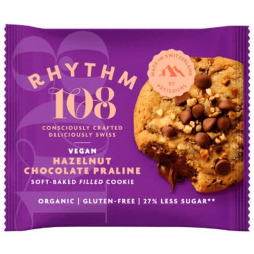 Cookie Suisse Vegan Moelleux Fourré Praliné Chocolat Noisette, Rhythm 108, 50 g