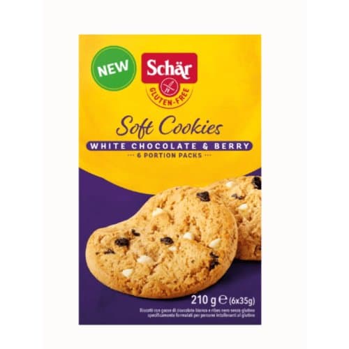 Soft cookies white chocolate berry sans gluten, Schär, 210 g