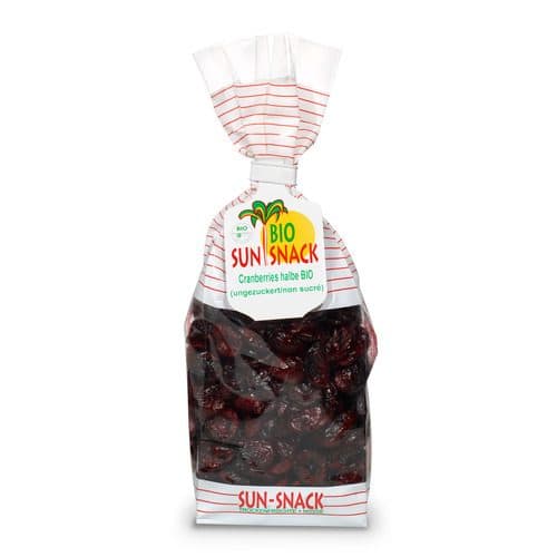 Cranberries Moitiés BIO Non Sucrées, Sun Snack, 200 g*