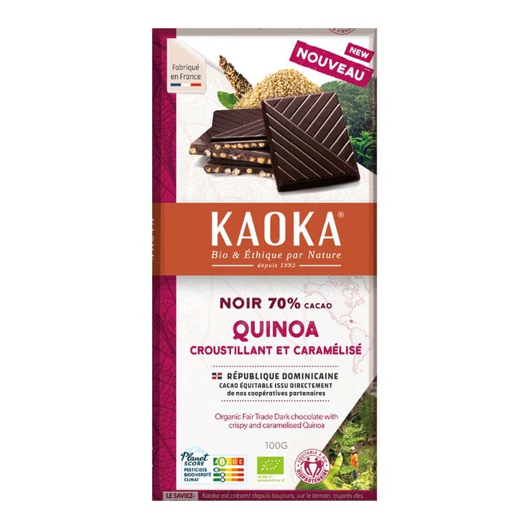 Dunkle Schokolade 70% mit gepufftem Quinoa, Kaoka, 100 g