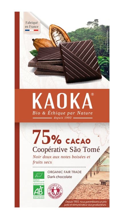 Dunkle Schokolade 75% Sao Tomé, Kaoka, 100 g