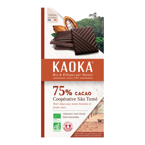 Chocolat Noir 75% Sao Tomé, Kaoka, 100 g*