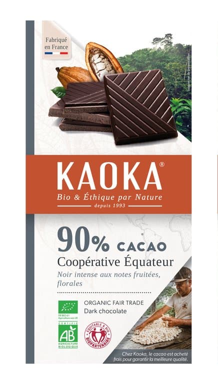 Edelbitterschokolade 90% reine Kakaomasse, Kaoka, 100 g