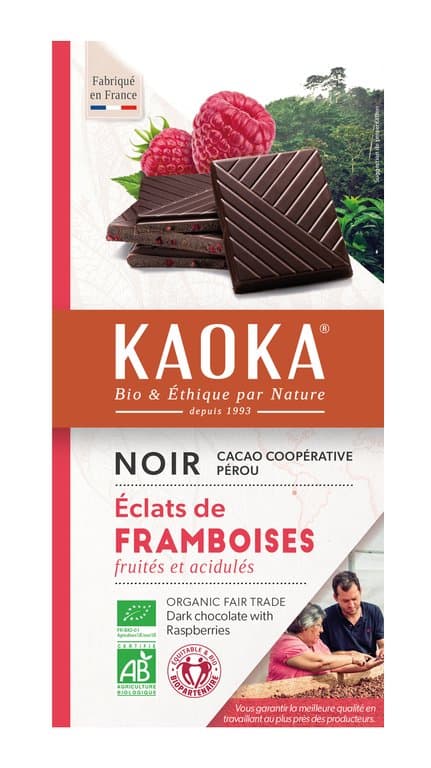 Dunkle Schokolade Himbeerfüllung, Kaoka, 100 g
