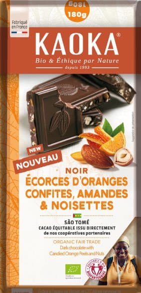 Dunkle Schokolade kandierte Orange Mandel & Walnuss, Kaoka, 180 g