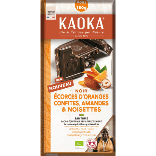 Dunkle Schokolade Kandierte Orange Mandel & Walnuss, Kaoka, 180 g