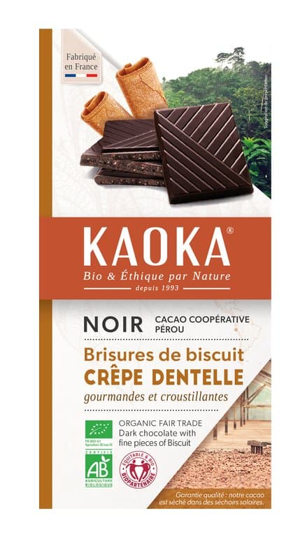 Dunkle Schokolade Crêpe Dentelle 58%, Kaoka, 100 g