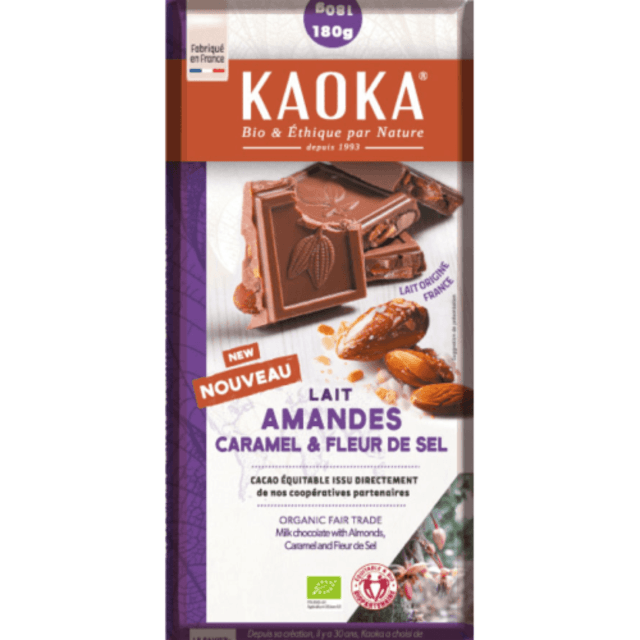 Milchschokolade Mandel Karamell Meersalzblume, Kaoka, 180 g