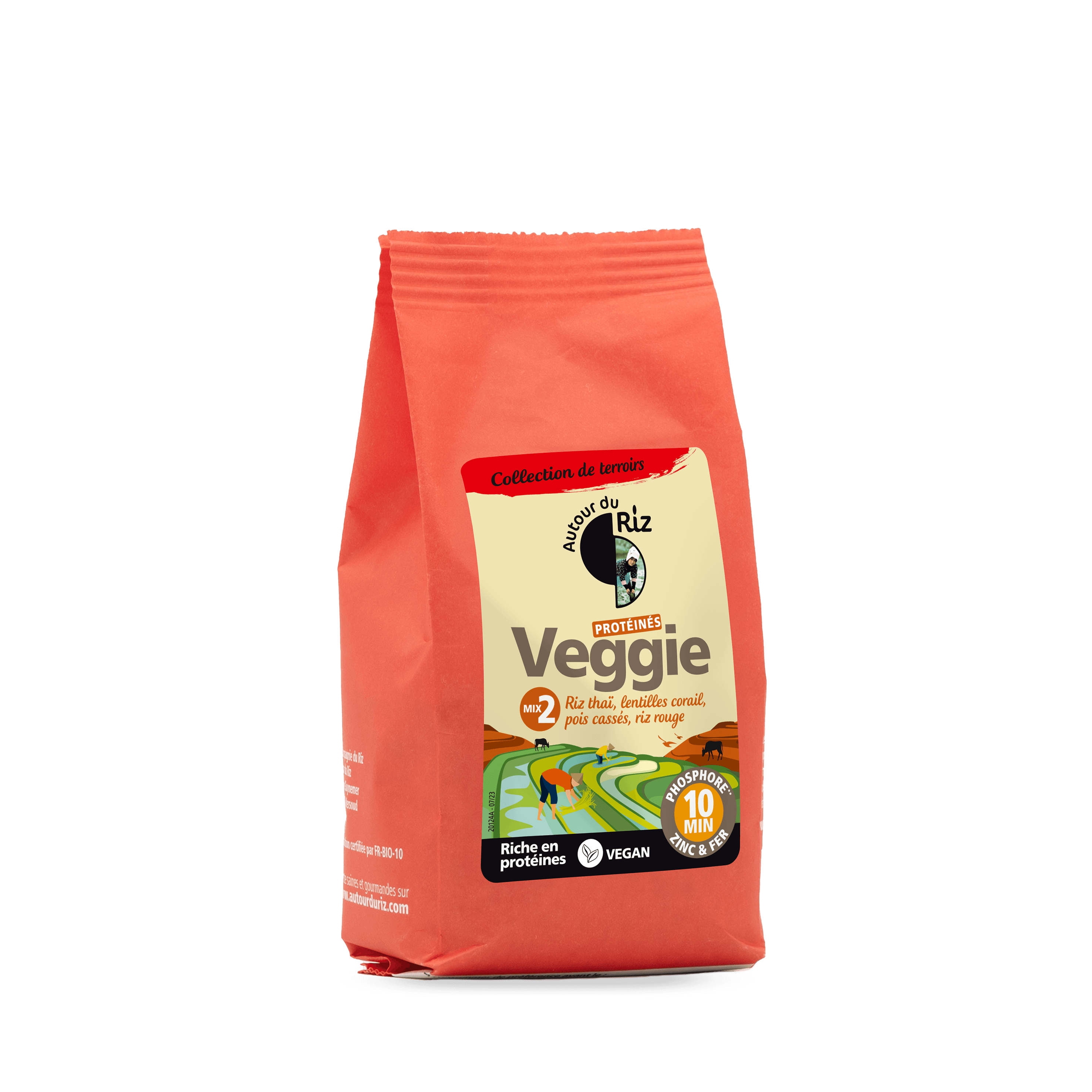 Mélange Protéiné Mix Veggie 2 (riz Thaï Complet, Lentilles Corail, Boulgour De Pois Cassés, Riz Rouge Complet), Autour Du Riz, 220 g