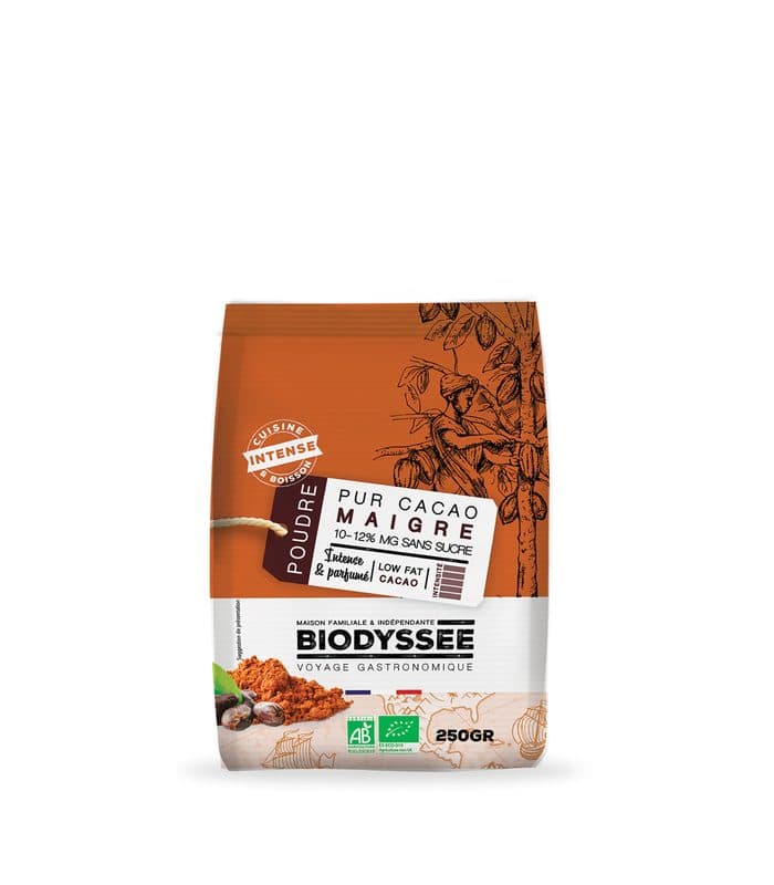 Pur Cacao Maigre Sans Sucre, Biodyssée, 250 g*