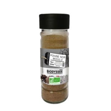 Poivre Noir Moulu, Biodyssée, 40 g*