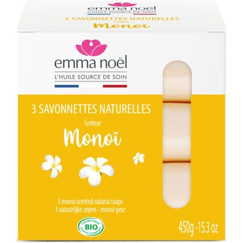 Savonnettes Monoï Cosmebio, Emma Noël, 3×150 g*