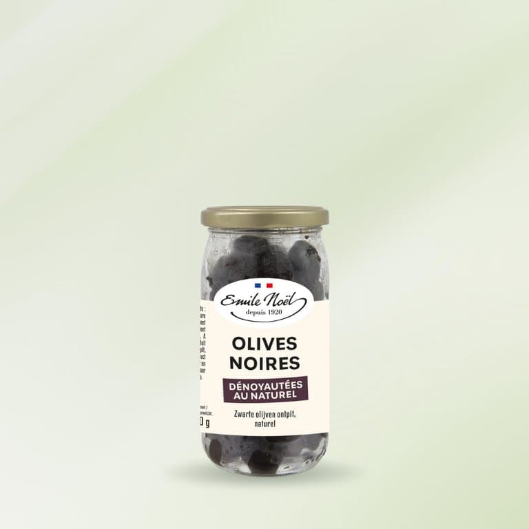 Olives denoyautées noires au naturel bio, Emile Noël, 190 g*