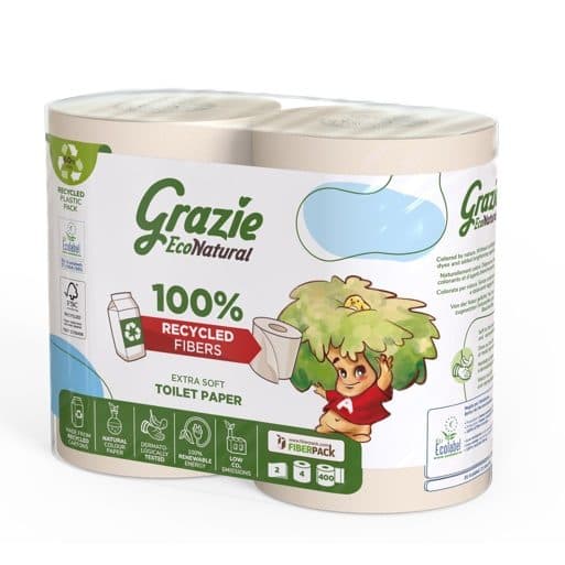 Papier Recyclé Pour Toilettes, Grazie, 4pcs