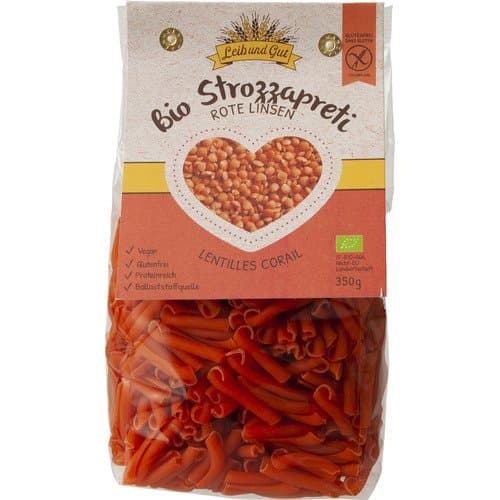 Strozzapreti lentilles rouges bio, Leib und Gut, 350 g*