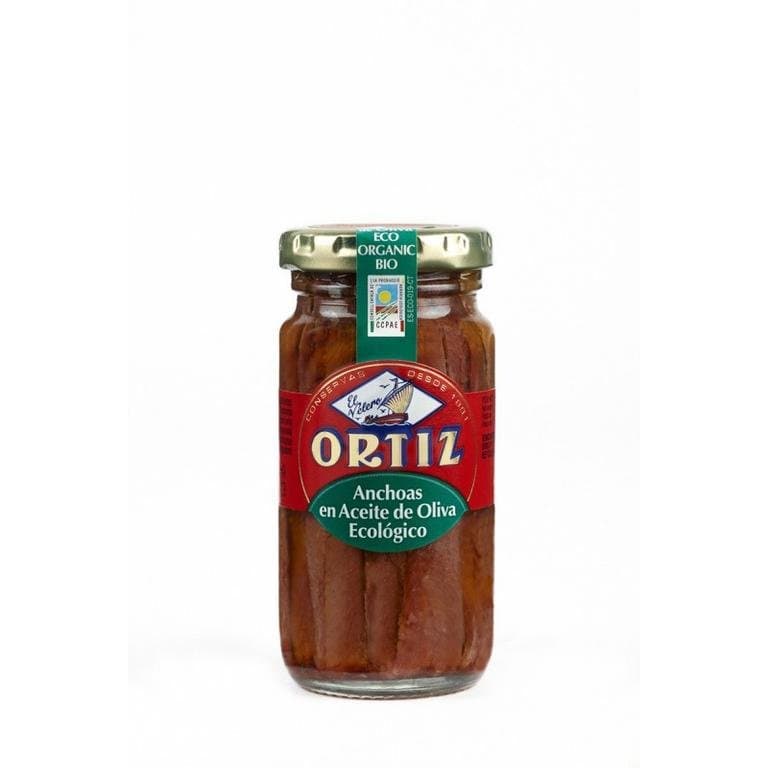 Anchois à l'huile d'olive vierge extra bio — bocal verre, Ortiz, 95 g*