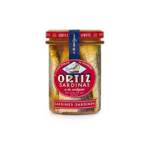 Sardines à l'ancienne à l'huile d'olive vierge extra bio — bocal verre, Ortiz, 190 g*