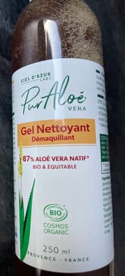Gel Nettoyant Démaquillant À L'aloe Vera (87%) Équitable, Pur'aloé, 250 ml*