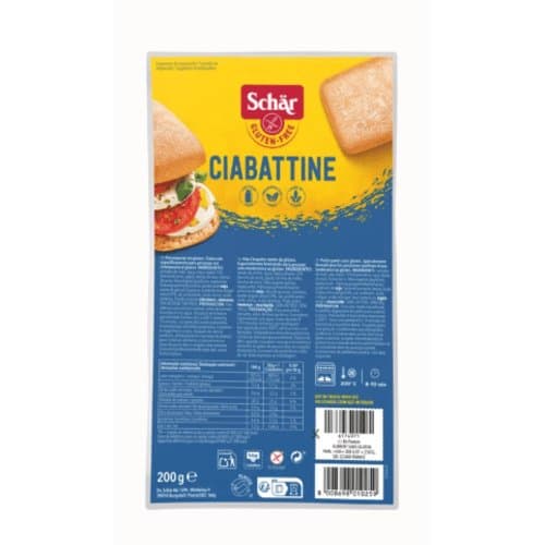 Ciabatta précuits sans gluten, Schär, 4×50 g