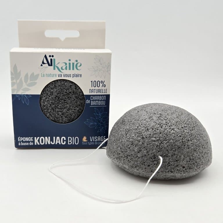 Eponge visage charbon konjac bio, Aikare, 1pc*