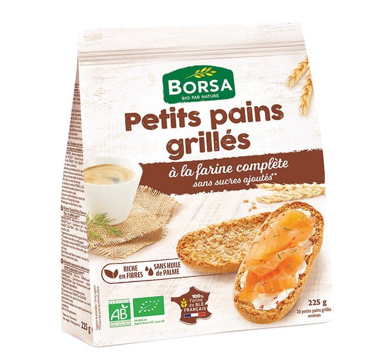 Petit pain grillé farine complète, Borsa, 225 g*