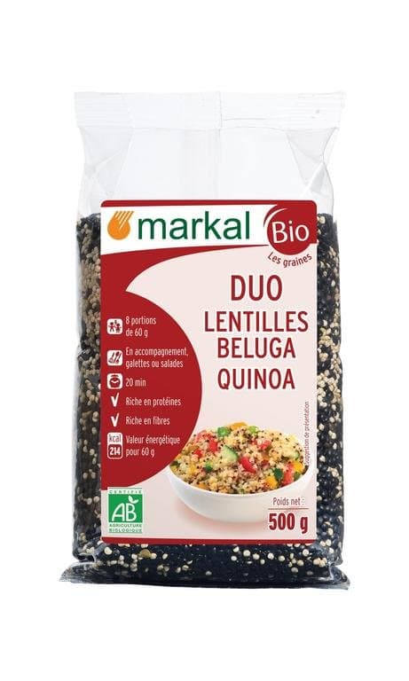 Duo lentilles beluga quinoa blanc, Markal, 500 g*