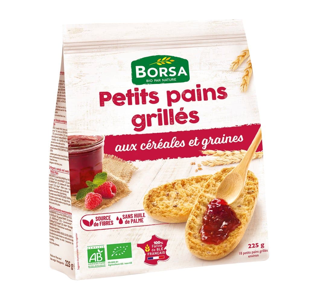Petits pains grillés céréales et graines, Borsa, 225 g*
