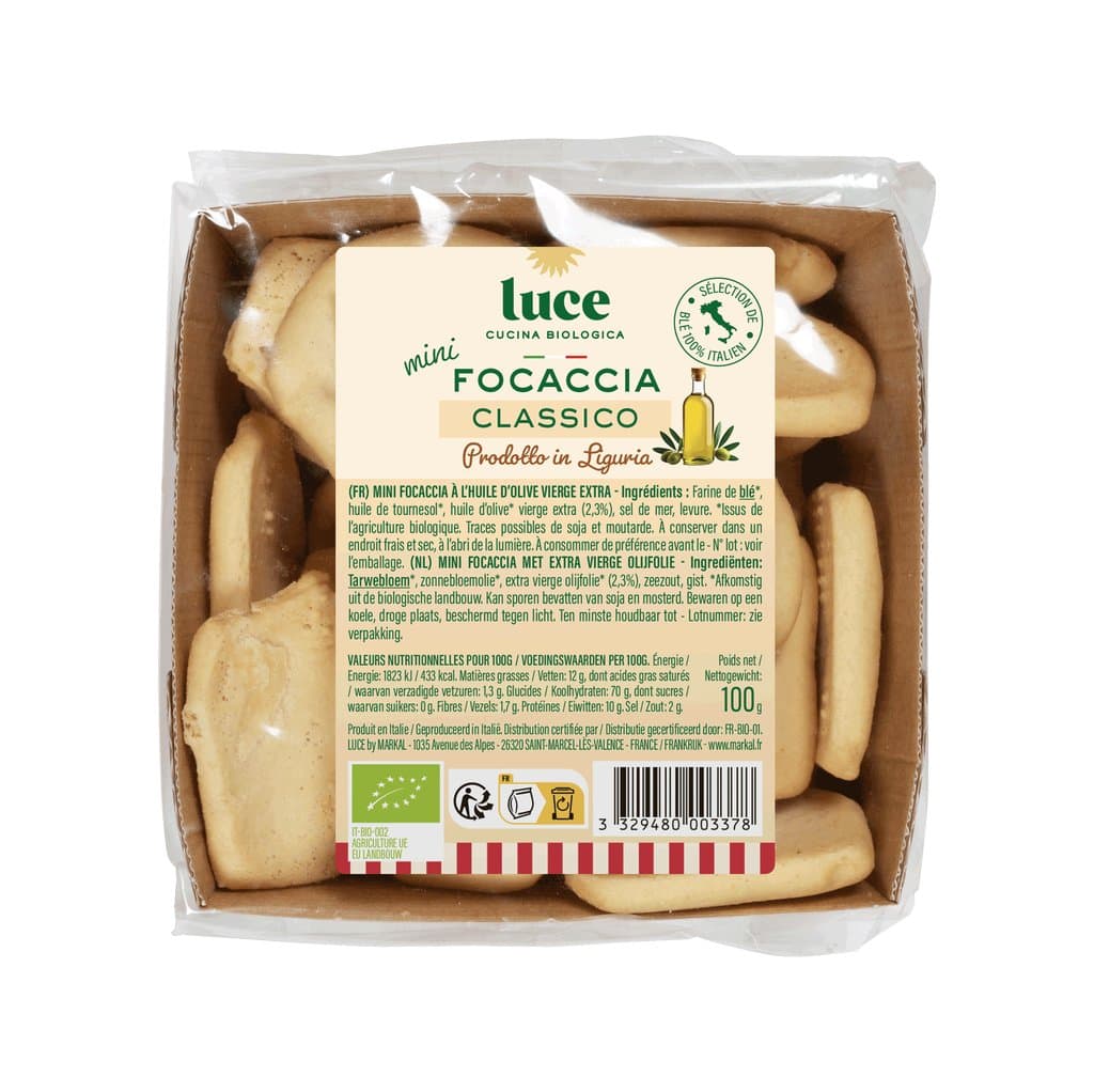 Mini focaccia huile olive, Luce, 100 g*