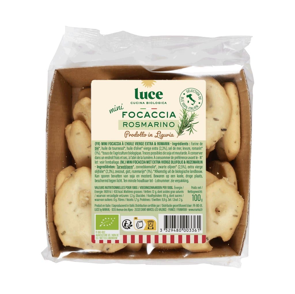 Mini focaccia romarin, Luce, 100 g*